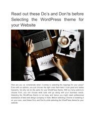 Read out these Do’s and Don’ts before Selecting the WordPress theme for your Website