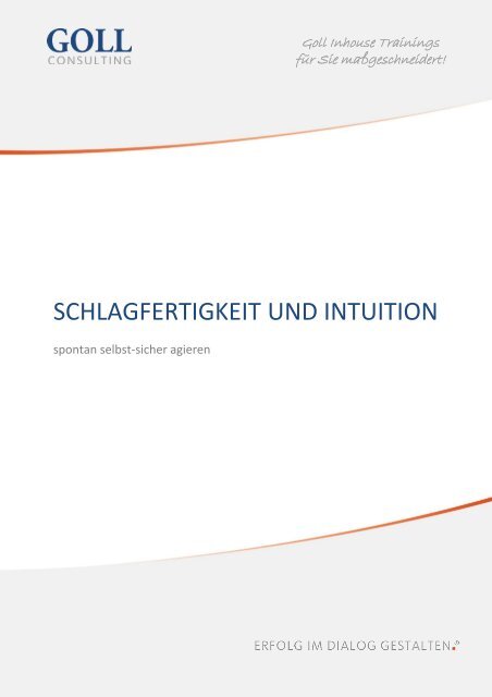 Wirkung - Schlagfertigkeit und Intuition - Training