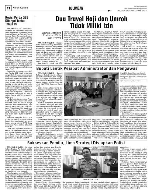 #Test# Koran Kaltara - Selasa, 8 Januari 2019