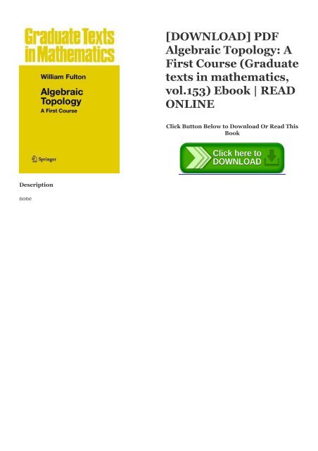 Algebraic Topology A First - 