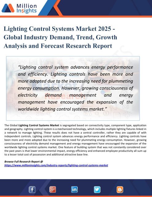 Lighting Control Systems Market Production, Import, Export and Consumption Forecast & Regional Analysis by 2025