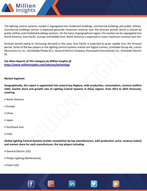 Lighting Control Systems Market Production, Import, Export and Consumption Forecast & Regional Analysis by 2025