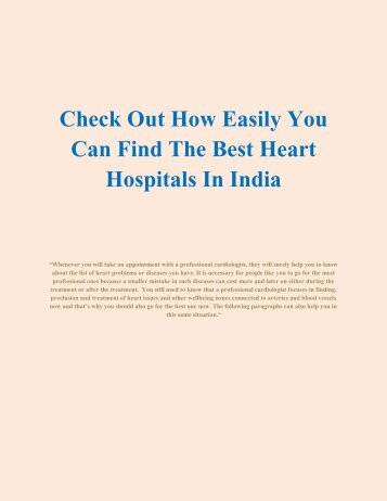 Check Out How Easily You Can Find The Best Heart Hospitals In India