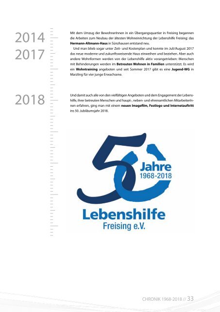 2018 DEZEMBER / FESTSCHRIFT ZUM JUBILÄUM 50 JAHRE LEBENSHILFE FREISING