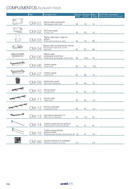 Uraldi - Catálogo - Complementos 
