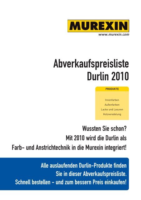 Abverkaufspreisliste Durlin 2010