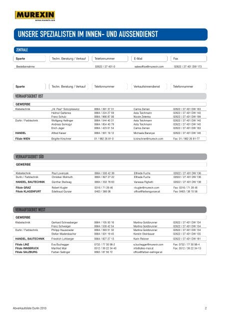 Abverkaufspreisliste Durlin 2010