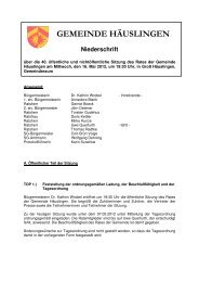 GEMEINDE HÄUSLINGEN Niederschrift