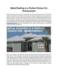 Metal Roofing is a Perfect Choice For  Homeowners
