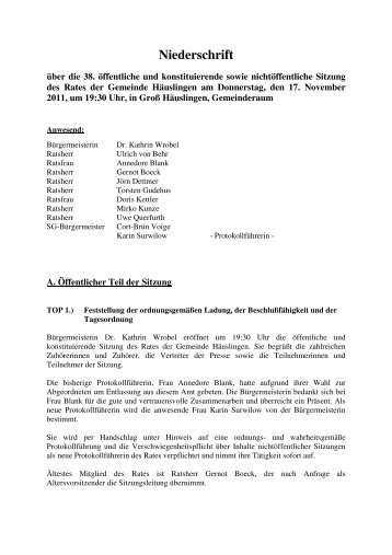 Niederschrift - Gemeinde Häuslingen