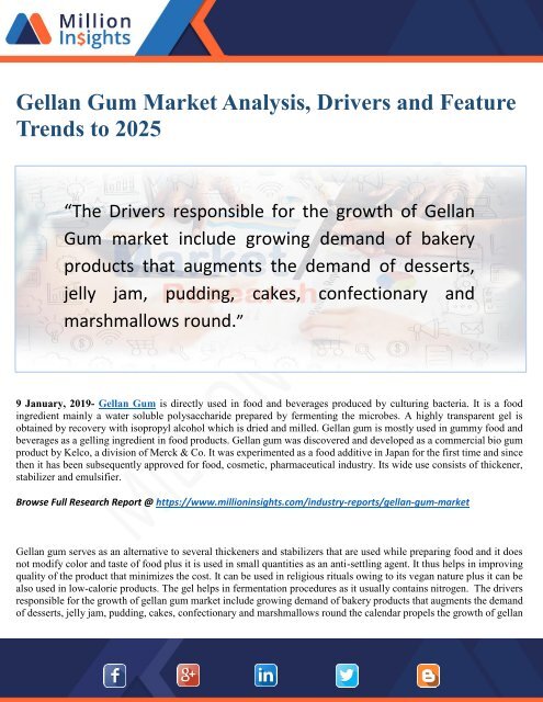 Gellan Gum Market 2025 Industry Growth by Challenges, Opportunities 