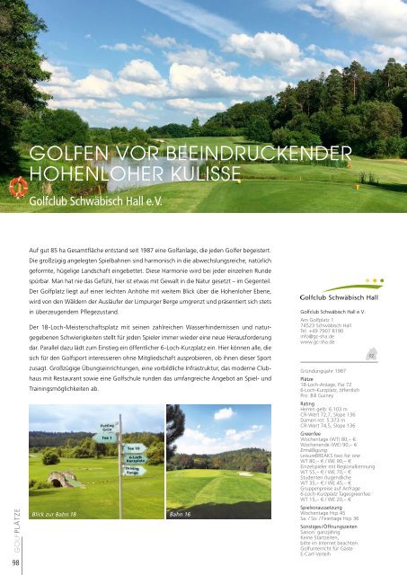 GOLFLand Baden-Württemberg 2019 - Schönes Spiel auf über 90 Plätzen