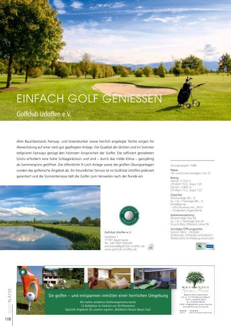 GOLFLand Baden-Württemberg 2019 - Schönes Spiel auf über 90 Plätzen