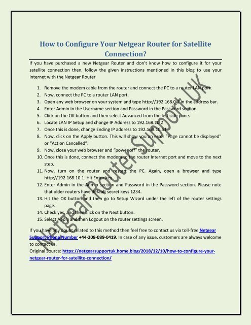 How to configure your router for satellite connection