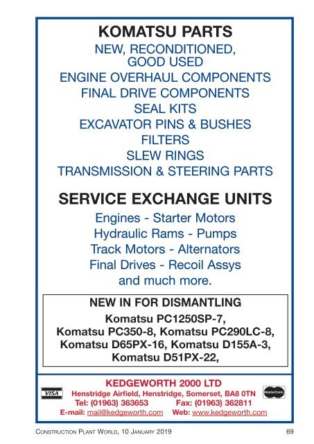 CONSTRUCTION PLANT WORLD 10TH JANUARY 2019