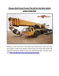 Choose Gold Coast Cranes Pty Ltd for the Best Suited Crane Truck Hire