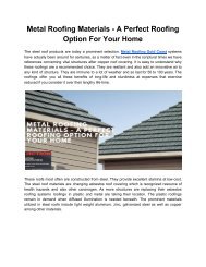 Metal Roofing Materials - A Perfect Roofing Option For Your Home