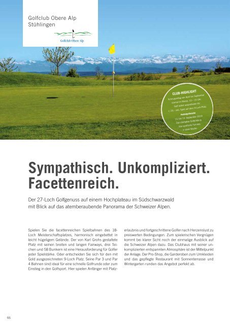 Das Magazin für den Schwarzwald- und Elsass-Golfurlaub 2019