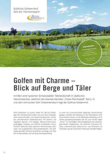 Das Magazin für den Schwarzwald- und Elsass-Golfurlaub 2019