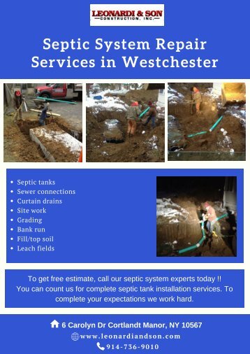 Septic System Repair Services in Westchester