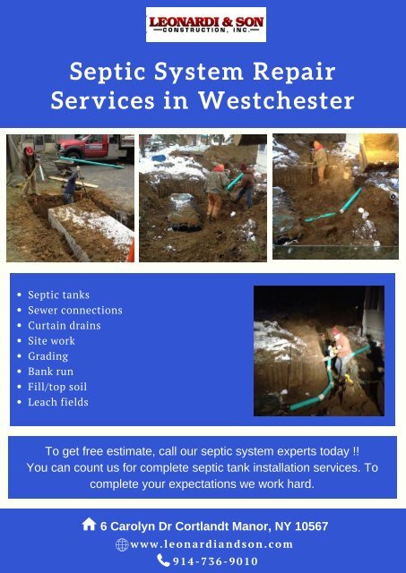 Septic System Repair Services in Westchester