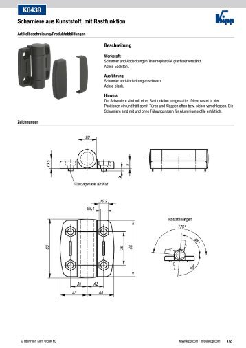 K0439 Scharniere aus Kunststoff, mit Rastfunktion - KIPP
