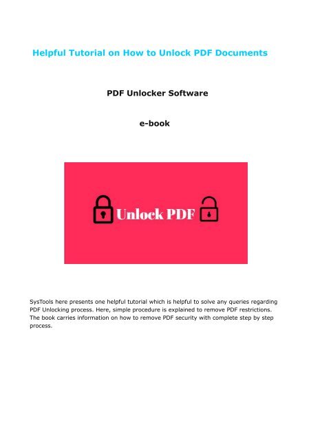 SysTools PDF File Unlocker Program to Unlock PDF Files