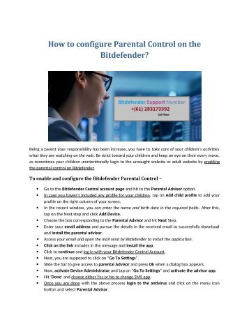 How to configure Parental Control on the Bitdefender?