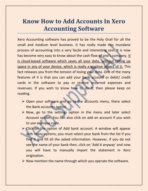 Know How To Add Accounts In Xero Accounting Software
