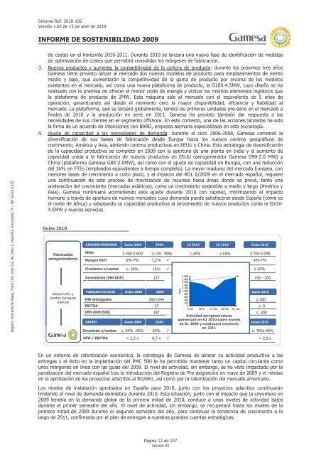 INFORME DE SOSTENIBILIDAD GAMESA 2009