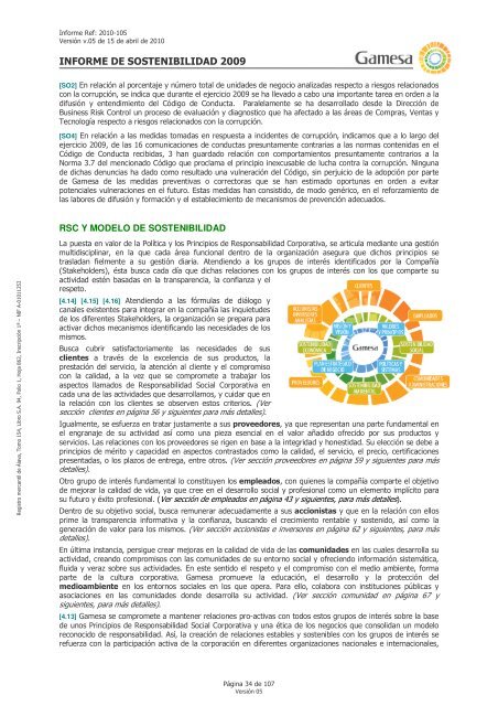 INFORME DE SOSTENIBILIDAD GAMESA 2009