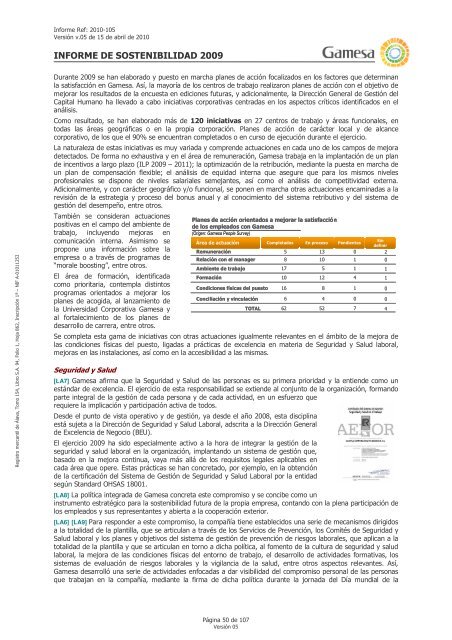 INFORME DE SOSTENIBILIDAD GAMESA 2009