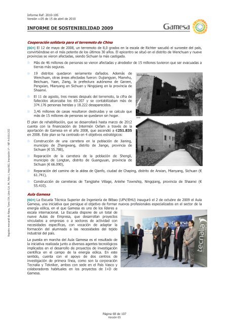 INFORME DE SOSTENIBILIDAD GAMESA 2009