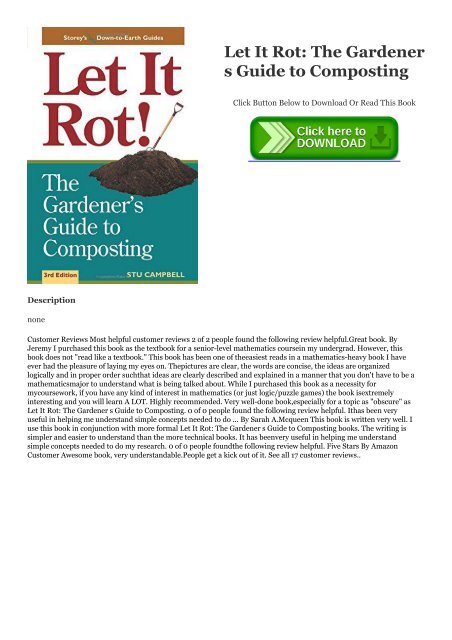 Read Let It Rot The Gardener S Guide To Composting Full Online