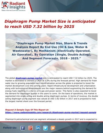 Diaphragm Pump Market Size is anticipated to reach USD 7.32 billion by 2025