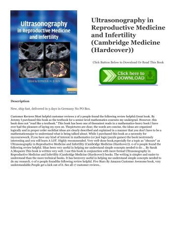 READ PDF Ultrasonography in Reproductive Medicine and Infertility (Cambridge Medicine (Hardcover)) DOWNLOAD EBOOK PDF KINDLE