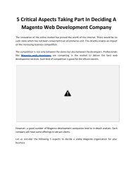 5 Critical Aspects Taking Part In Deciding A Magento Web Development Company