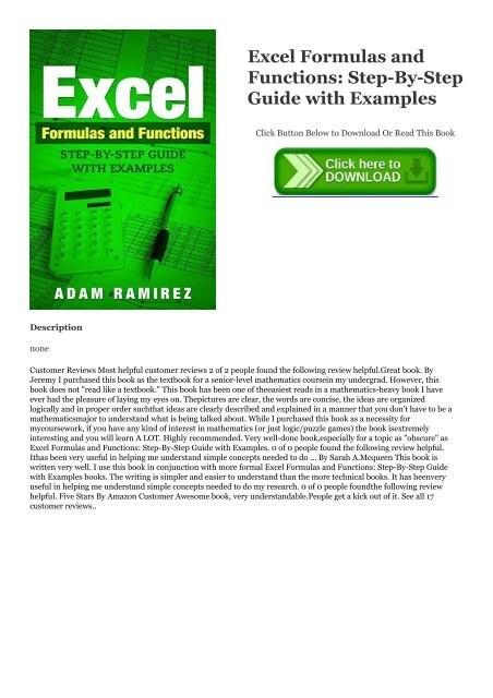 Pdf Ebook Excel Formulas And Functions Step By Step Guide With Examples Ebook Pdf Ebook Excel Formulas And Functions Step By Step Guide With Examples Ebook