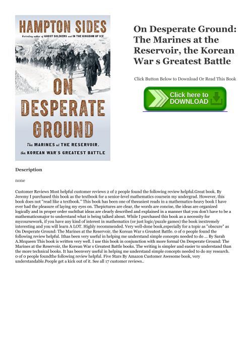 ~!PDF On Desperate Ground: The Marines at the Reservoir, the Korean War ...