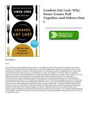 !$PDF Leaders Eat Last: Why Some Teams Pull Together and Others Don t ~*EPub Simon Sinek
