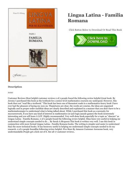 PDF Lingua Latina - Familia Romana #^BOOK Hans Henning Orberg