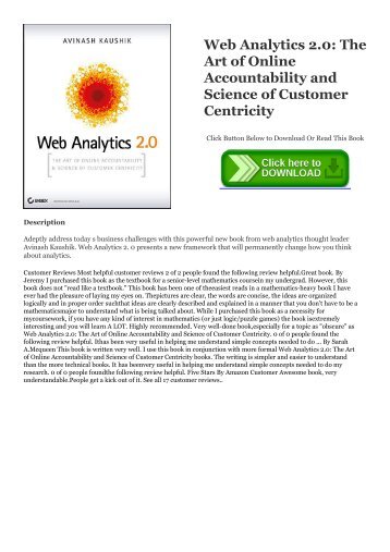 DOWNLOAD FREE Web Analytics 2.0: The Art of Online Accountability and Science of Customer Centricity DOWNLOAD @PDF