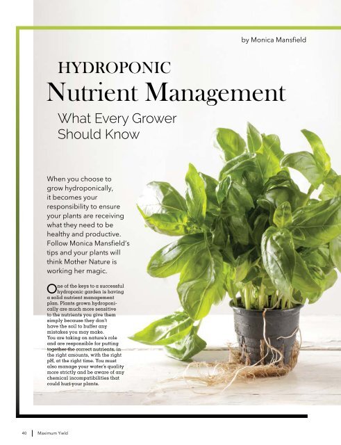 Maximum Yield Modern Growing | Vol. 21 Issue 01 2019