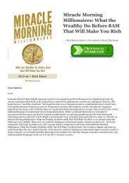 Download pdf Online Miracle Morning Millionaires: What the Wealthy Do Before 8AM That Will Make You Rich Full PDF