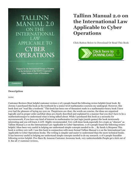 Read Online Tallinn Manual 2 0 On The International Law Applicable