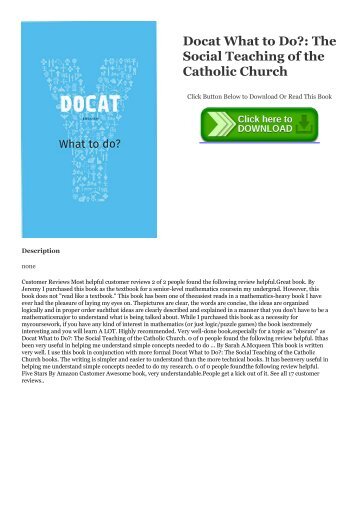 READ PDF Online Docat What to Do?: The Social Teaching of the Catholic Church Best Ebook download