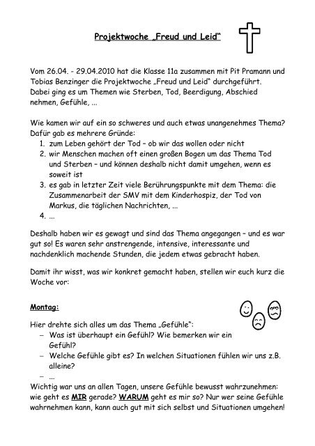 Projektwoche Ã¢ÂÂFreud und LeidÃ¢ÂÂ - Karl-Georg-Haldenwang-Schule ...