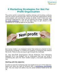 4 Marketing Strategies For Not For Profit Organisation