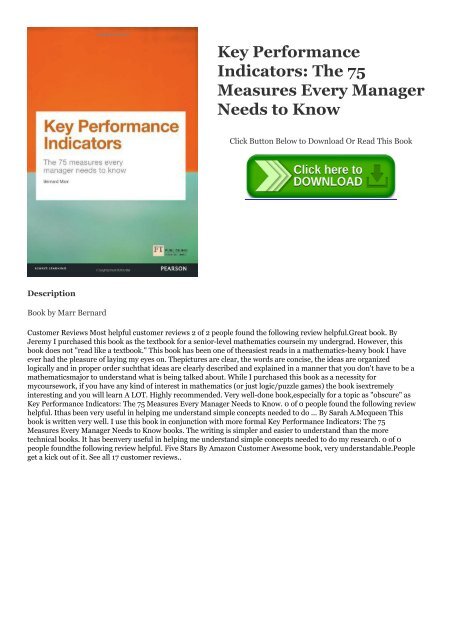 [Ebook] Download Key Performance Indicators: The 75 Measures Every Manager Needs to Know Ebook Download | READ ONLINE