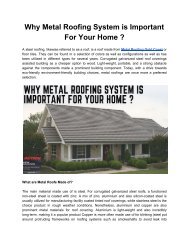 Why Metal Roofing System is Important For Your Home _